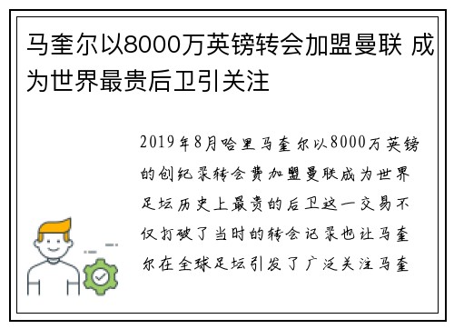马奎尔以8000万英镑转会加盟曼联 成为世界最贵后卫引关注 马奎尔以8000万英镑转会加盟曼联 成为世界最贵后卫引关注